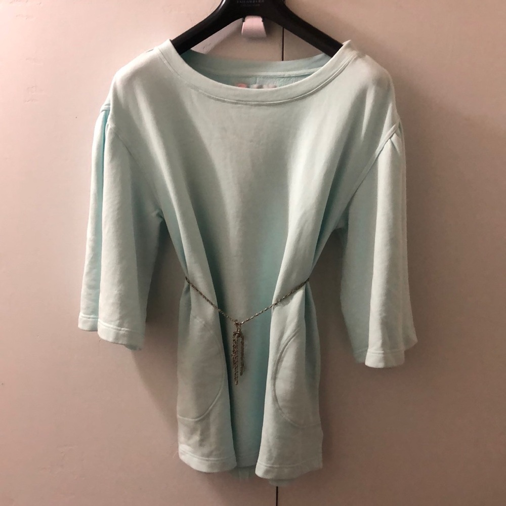 NWOT FP Beach Chloe Tee Tunic Dress in Light Blue/Mint